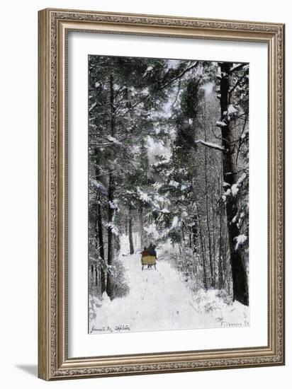 Sleigh-Ride Through the north Shore Woods, Massachusetts, 1800s-null-Framed Giclee Print