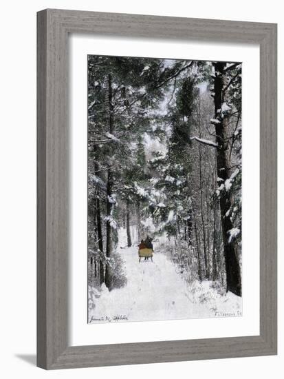 Sleigh-Ride Through the north Shore Woods, Massachusetts, 1800s-null-Framed Giclee Print