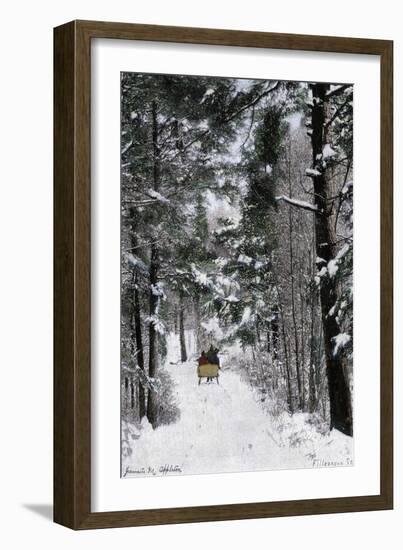 Sleigh-Ride Through the north Shore Woods, Massachusetts, 1800s-null-Framed Giclee Print