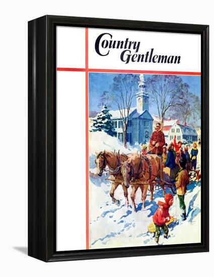 "Sleigh Ride Through Town," Country Gentleman Cover, December 1, 1939-William Meade Prince-Framed Premier Image Canvas