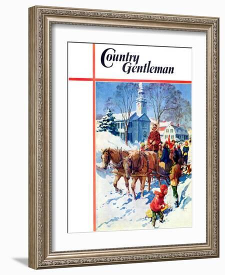 "Sleigh Ride Through Town," Country Gentleman Cover, December 1, 1939-William Meade Prince-Framed Giclee Print