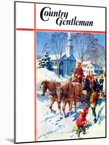 "Sleigh Ride Through Town," Country Gentleman Cover, December 1, 1939-William Meade Prince-Mounted Giclee Print