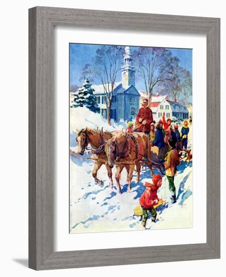 "Sleigh Ride Through Town,"December 1, 1939-William Meade Prince-Framed Giclee Print