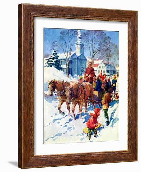 "Sleigh Ride Through Town,"December 1, 1939-William Meade Prince-Framed Giclee Print