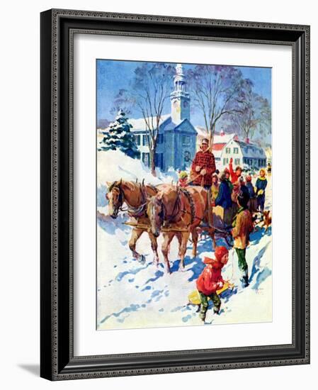 "Sleigh Ride Through Town,"December 1, 1939-William Meade Prince-Framed Giclee Print