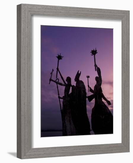 Slender Statues on Coastline at Dusk, Puerto Rico-Greg Johnston-Framed Photographic Print