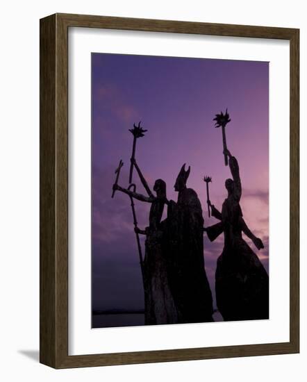 Slender Statues on Coastline at Dusk, Puerto Rico-Greg Johnston-Framed Photographic Print