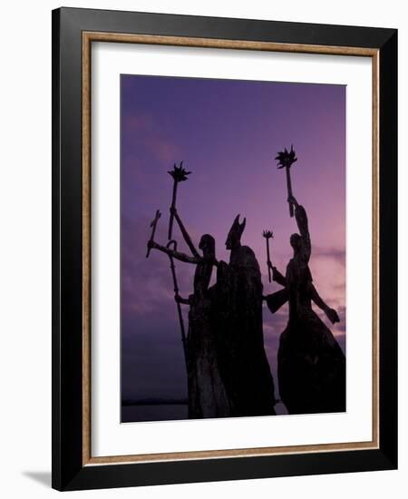 Slender Statues on Coastline at Dusk, Puerto Rico-Greg Johnston-Framed Photographic Print