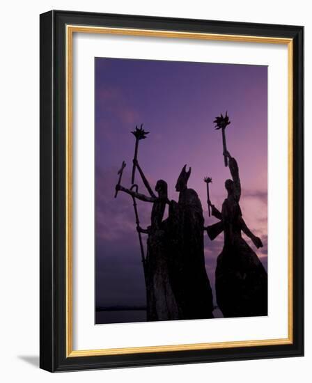 Slender Statues on Coastline at Dusk, Puerto Rico-Greg Johnston-Framed Photographic Print