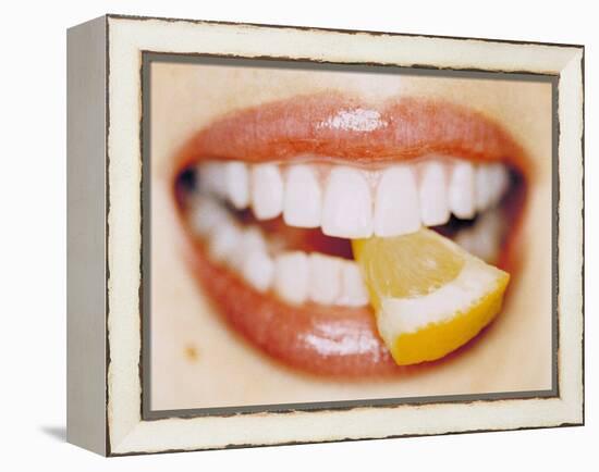 Slice of Lemon Between Teeth-Cristina-Framed Premier Image Canvas