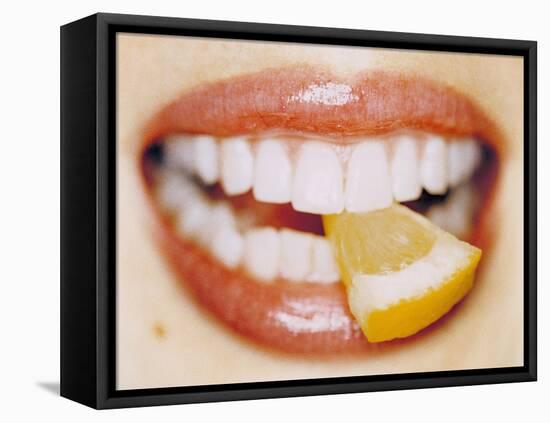 Slice of Lemon Between Teeth-Cristina-Framed Premier Image Canvas