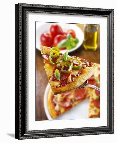 Slice of Pepperoni Pizza with Chilli Rings on Server-Paul Williams-Framed Photographic Print