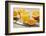 Sliced Oranges and Glass with Fresh Orange Juice-Jana Ihle-Framed Photographic Print