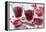 Sliced Pomegranates, Cores and Glasses with Pomegranate Juice-Jana Ihle-Framed Premier Image Canvas