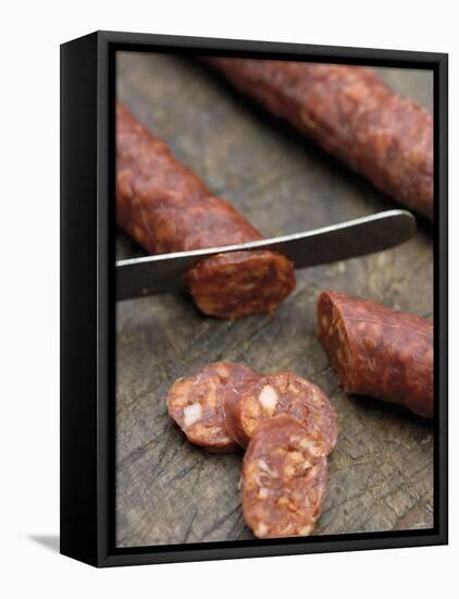 Slicing Chorizo-Winfried Heinze-Framed Premier Image Canvas