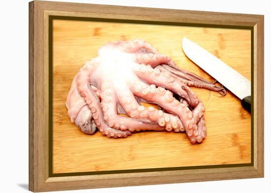 Slicing Raw Octopus for A Gourmet Dinner-Bill C-Framed Premier Image Canvas