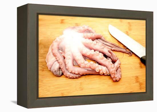 Slicing Raw Octopus for A Gourmet Dinner-Bill C-Framed Premier Image Canvas