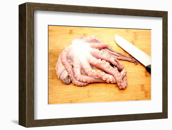 Slicing Raw Octopus for A Gourmet Dinner-Bill C-Framed Photographic Print