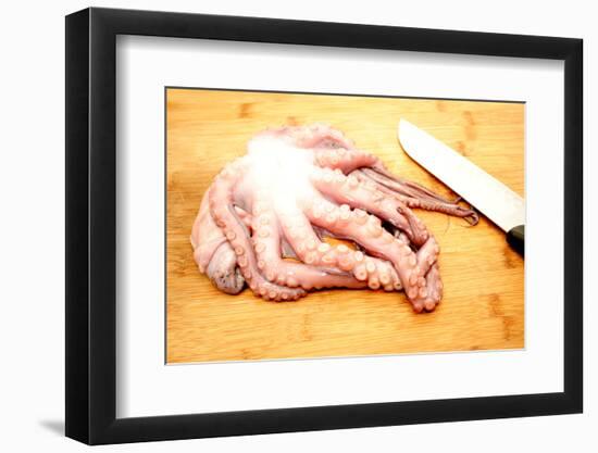 Slicing Raw Octopus for A Gourmet Dinner-Bill C-Framed Photographic Print