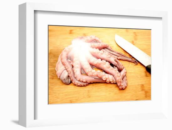 Slicing Raw Octopus for A Gourmet Dinner-Bill C-Framed Photographic Print