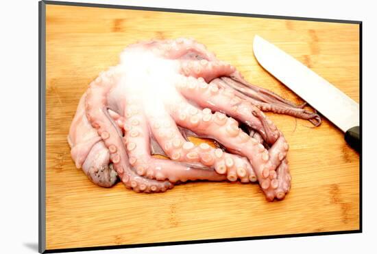 Slicing Raw Octopus for A Gourmet Dinner-Bill C-Mounted Photographic Print