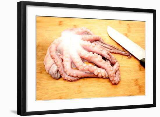 Slicing Raw Octopus for A Gourmet Dinner-Bill C-Framed Photographic Print