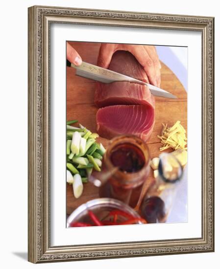 Slicing Tuna Fillet-Peter Medilek-Framed Photographic Print