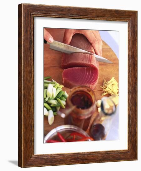 Slicing Tuna Fillet-Peter Medilek-Framed Photographic Print