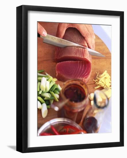 Slicing Tuna Fillet-Peter Medilek-Framed Photographic Print