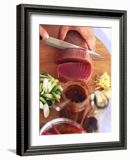 Slicing Tuna Fillet-Peter Medilek-Framed Photographic Print