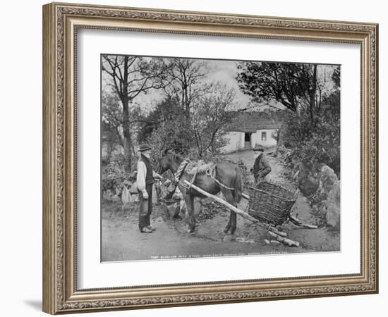 Slide Car with Straw-Harnessed Mountain Pony, Glendun, County Antrim, C.1895-Robert John Welch-Framed Giclee Print