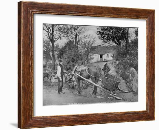 Slide Car with Straw-Harnessed Mountain Pony, Glendun, County Antrim, C.1895-Robert John Welch-Framed Giclee Print