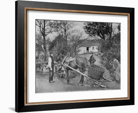 Slide Car with Straw-Harnessed Mountain Pony, Glendun, County Antrim, C.1895-Robert John Welch-Framed Giclee Print