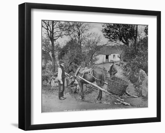 Slide Car with Straw-Harnessed Mountain Pony, Glendun, County Antrim, C.1895-Robert John Welch-Framed Giclee Print