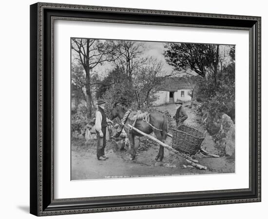 Slide Car with Straw-Harnessed Mountain Pony, Glendun, County Antrim, C.1895-Robert John Welch-Framed Giclee Print