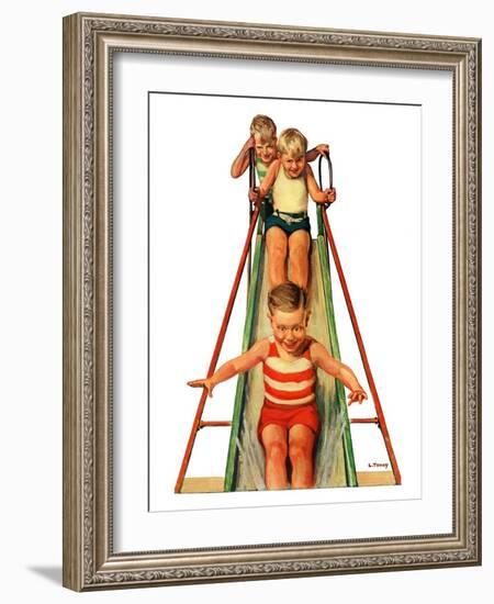 "Sliding into Water,"July 12, 1930-Lawrence Toney-Framed Giclee Print