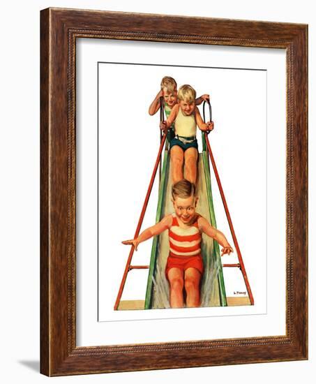 "Sliding into Water,"July 12, 1930-Lawrence Toney-Framed Giclee Print