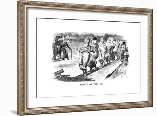 Sliding on Thin Ice, 1869-John Tenniel-Framed Giclee Print