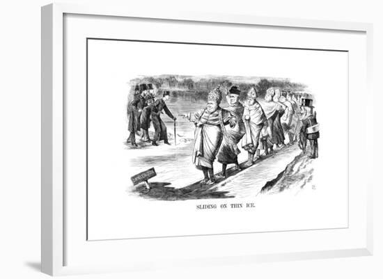Sliding on Thin Ice, 1869-John Tenniel-Framed Giclee Print