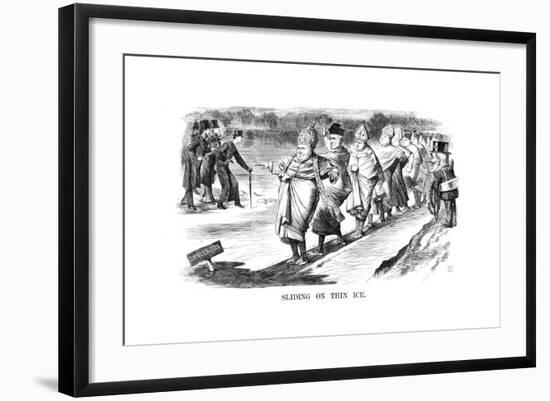 Sliding on Thin Ice, 1869-John Tenniel-Framed Giclee Print