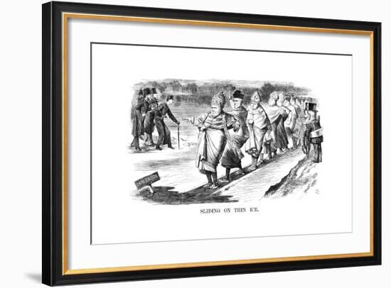 Sliding on Thin Ice, 1869-John Tenniel-Framed Giclee Print