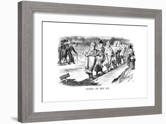 Sliding on Thin Ice, 1869-John Tenniel-Framed Giclee Print