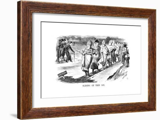 Sliding on Thin Ice, 1869-John Tenniel-Framed Giclee Print