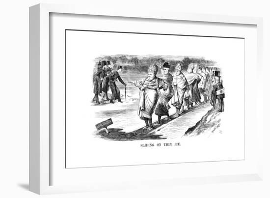 Sliding on Thin Ice, 1869-John Tenniel-Framed Giclee Print