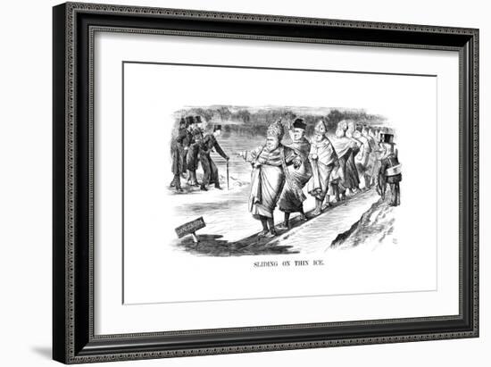 Sliding on Thin Ice, 1869-John Tenniel-Framed Giclee Print