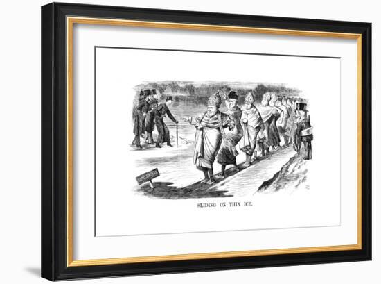 Sliding on Thin Ice, 1869-John Tenniel-Framed Giclee Print