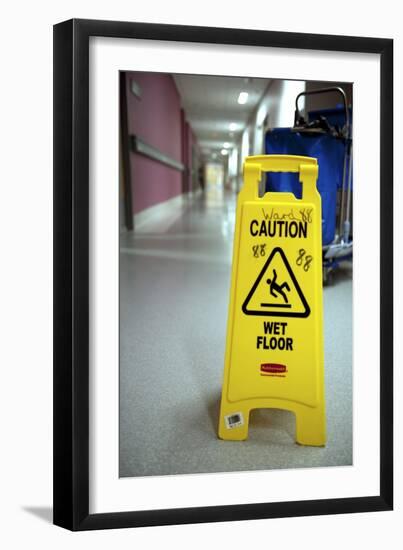 Slip Hazard Warning Sign-Lth Nhs Trust-Framed Photographic Print