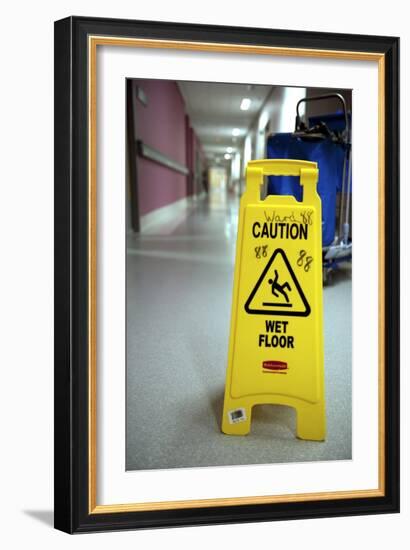 Slip Hazard Warning Sign-Lth Nhs Trust-Framed Photographic Print