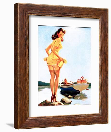 Slip Off Shore Pin-Up 1944-Gil Elvgren-Framed Art Print