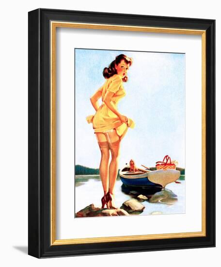 Slip Off Shore Pin-Up 1944-Gil Elvgren-Framed Art Print